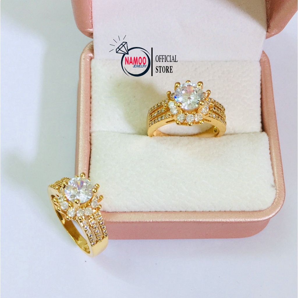 Nhẫn Mạ Vàng Nữ N697 Hình Hoa Đá Đẹp Namoo Jewelry