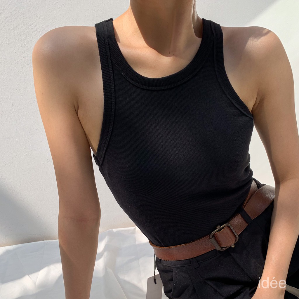 idée Áo ba lỗ nữ ôm cổ tròn vải thun cotton gân | BigBuy360 - bigbuy360.vn