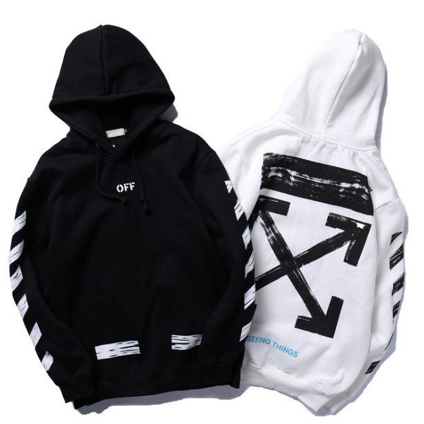 off white Áo len có mũ trùm đầu thông thường của nam và nữ ngụy trang mới