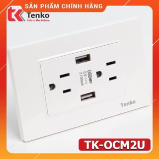 [ Chính Hãng ] Ổ Cắm Điện Chuẩn Mỹ Tích Hợp USB TK-OCM2U - Dùng Đế âm sino or Panasonic