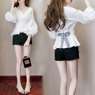 Áo sơ mi tay bồng chiết eo thời trang ( coi kĩ ảnh thật phía cuối )