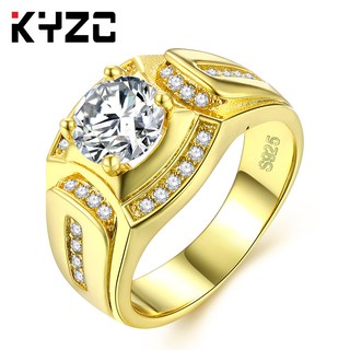 Nhẫn Nam Công Sở Nhẫn Rộng 18K Mạ Vàng Trắng Một Carat Mô Phỏng Nhẫn Kim Cương Nhẫn Nam