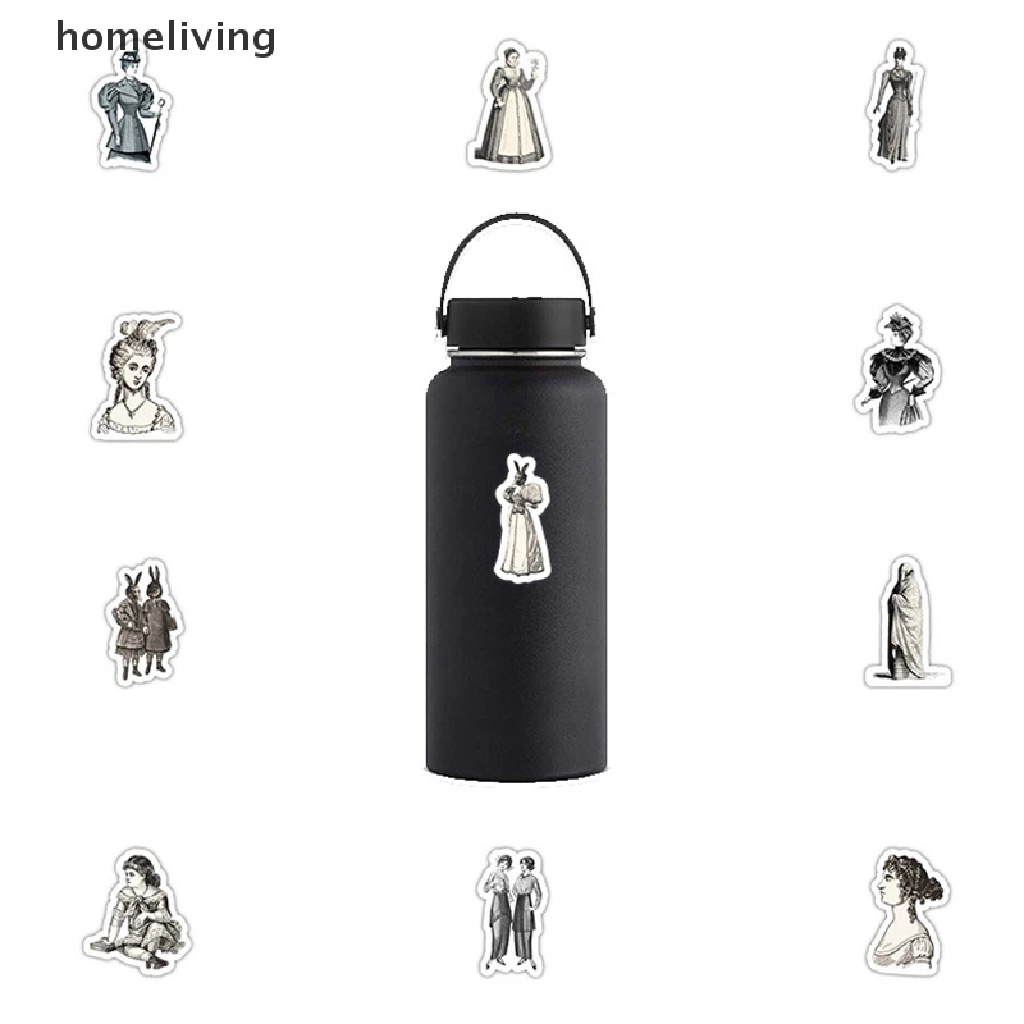 Set 50 Sticker Dán Trang Trí Sổ Tay DIY Hình Vé Máy Bay Phong Cách Châu Âu Cổ Điển