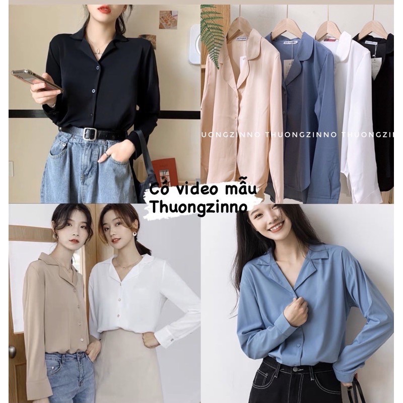 [Ảnh thật/Video]Áo sơ mi cổ vest quốc dân phong cách mới phối chân váy, quần jeans ,quần tây , quần sort bao xinh