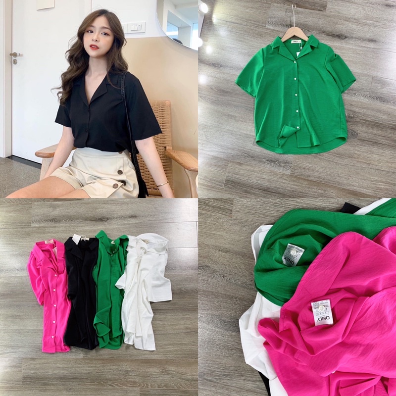 Sơ mi cộc tay cổ vest