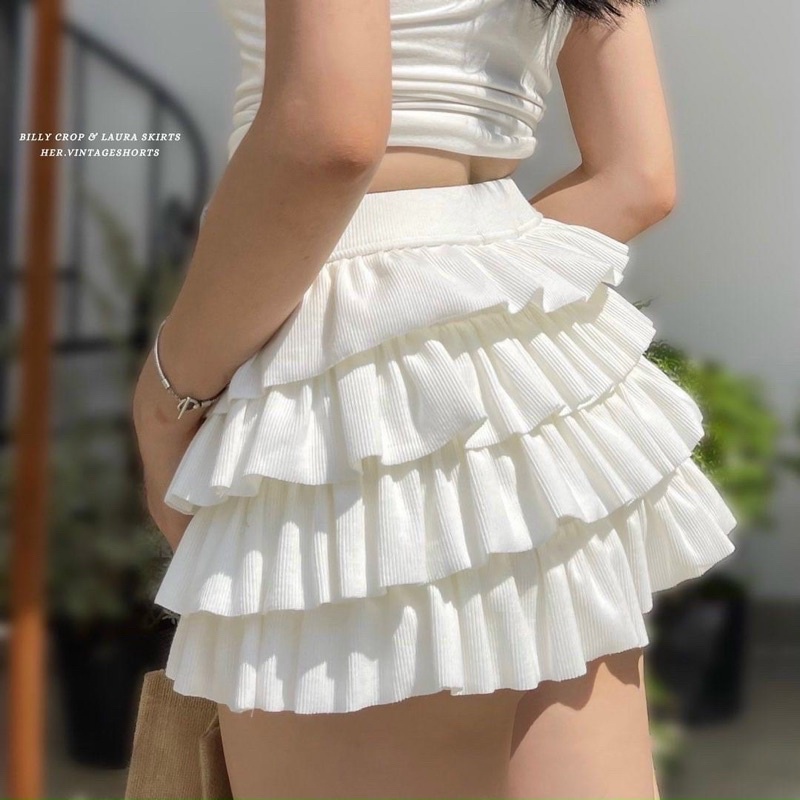 Chân váy 4 tầng hai màu đen trắng lưng chun co giãn siêu hot tóp tóp