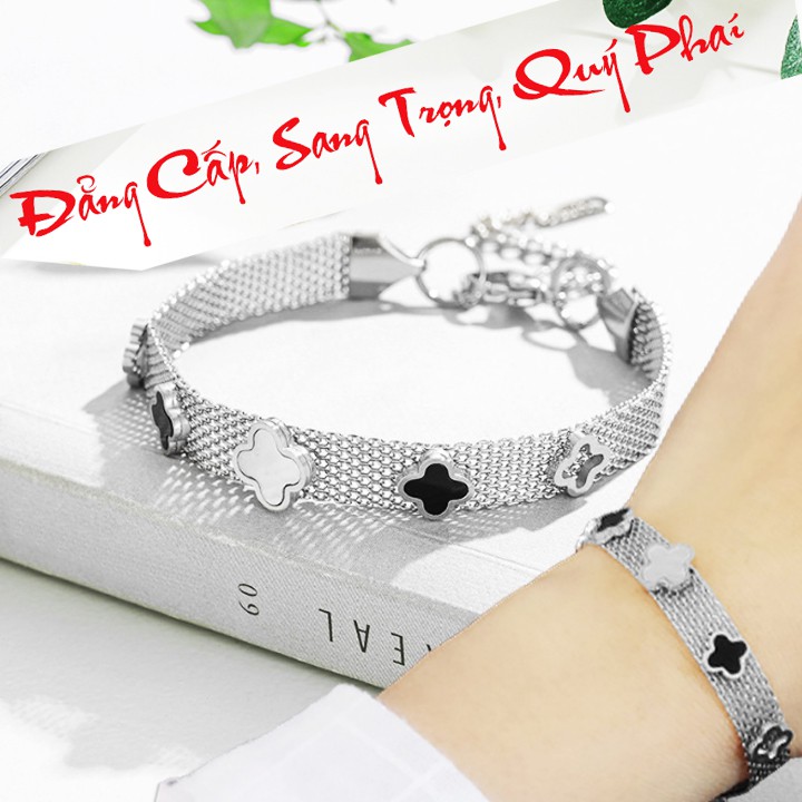 Lắc tay titan cao cấp kiểu lưới bản 8mm siêu đẹp, bền màu - Đem lại sang trọng, quý phái cho người đeo