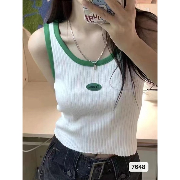 Áo sát nách NZN dệt kim dáng ôm ngắn phong cách phương Tây thời trang mùa hè cho nữ