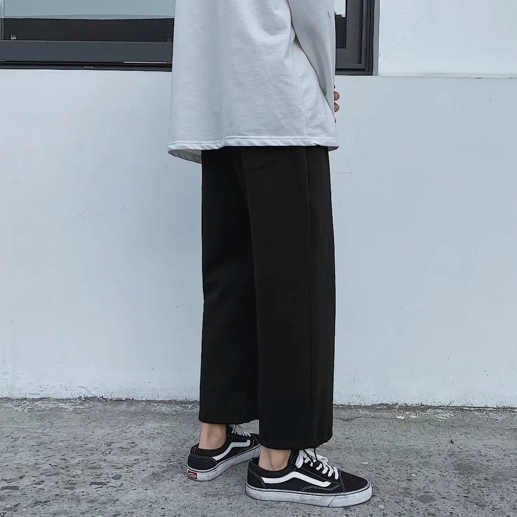 Quần vải mềm ống rộng màu trơn size M-2XL thời trang unisex phong cách Hàn Quốc năng động