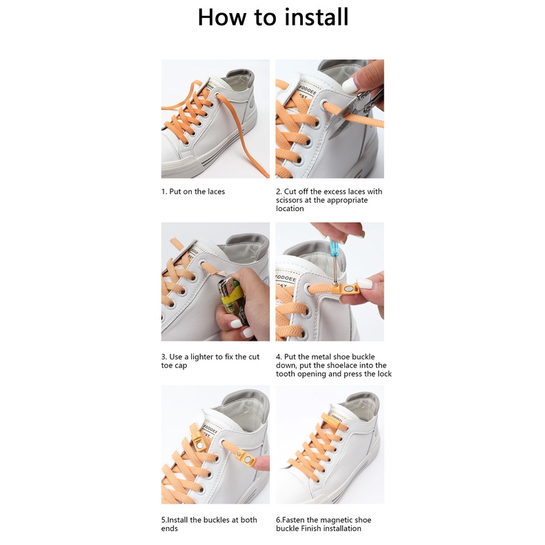 1 Cặp Dây Giày Đàn Hồi Khóa Nam Châm Không Cần Buộc Một Kích Thước Phù Hợp Với Mọi Loại Giày
