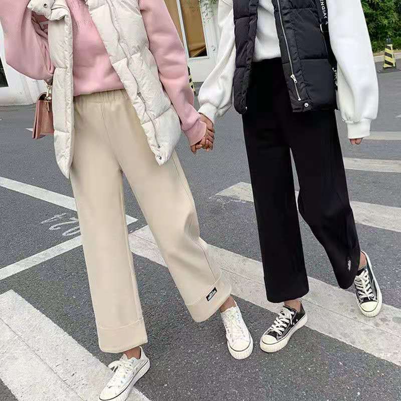 Women Wide Leg Pants Thick Wool Cloth High Waist Loose Straight Leg Pants | BigBuy360 - bigbuy360.vn