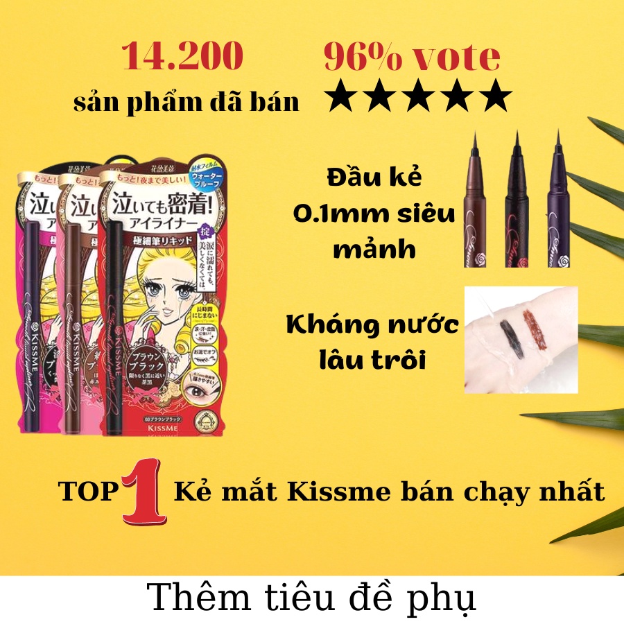 Kiss Me Bút Kẻ Mắt Nước Chuốt Mi Lâu Trôi Không Lem Nét Mảnh Kháng Nước Không Trôi
