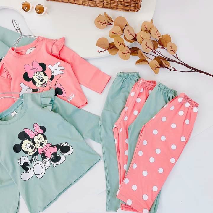 [MẪU MỚI] BỘ DÀI TAY BÈO NHÚN  MICKEY CHẤT COTTON MỀM MÁT SIÊU CUTE CHO BÉ YÊU 8-18KG. ẢNH CHỤP THẬT. VIDEO THẬT