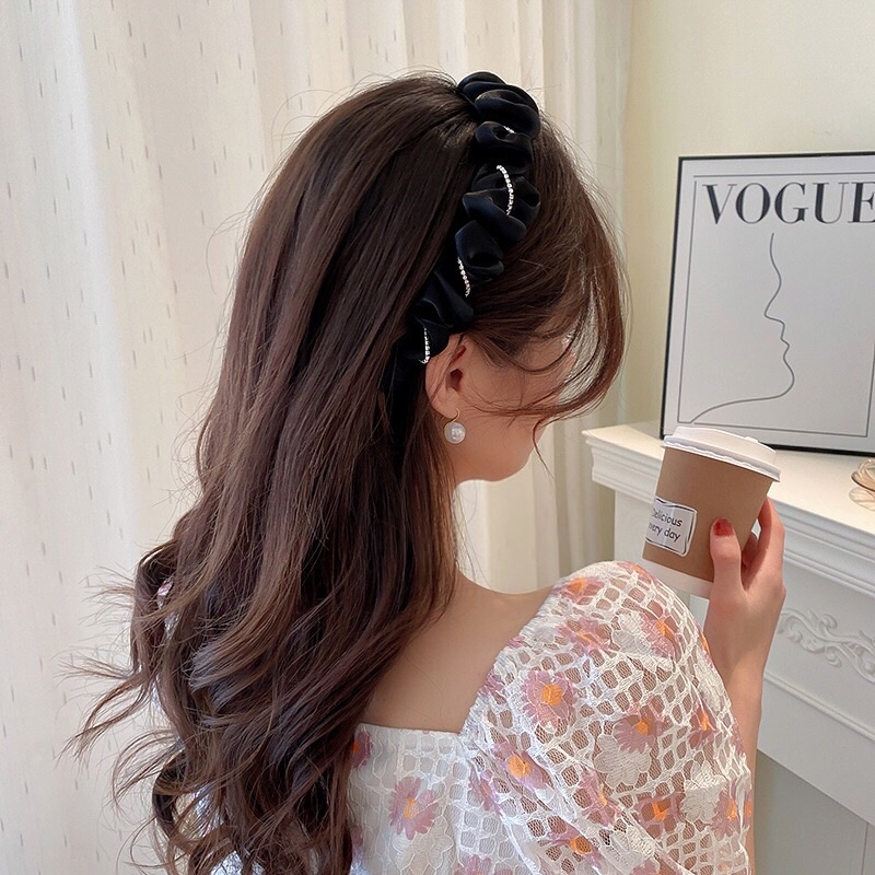 Bờm tóc voan bóng nhún kèm dây đá lấp lánh BT565