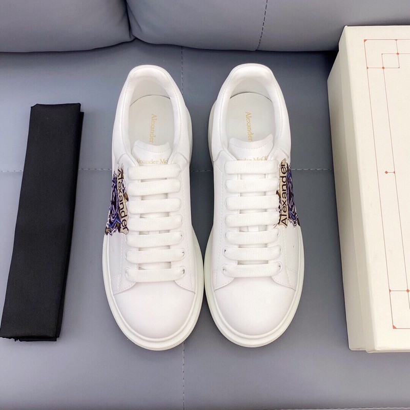 Giày thể thao nam đế dày 4.5cm Alexander McQueen Giày da thật cao cấp in hình kết hợp màu sắc cá tính