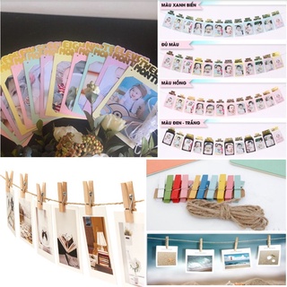 Bộ 12 khung hình ép kim ảnh 12 tháng trang trí sinh nhật, Bộ Kẹp Khung Hình Tặng Dây Treo Khung Hình Happy Birthday