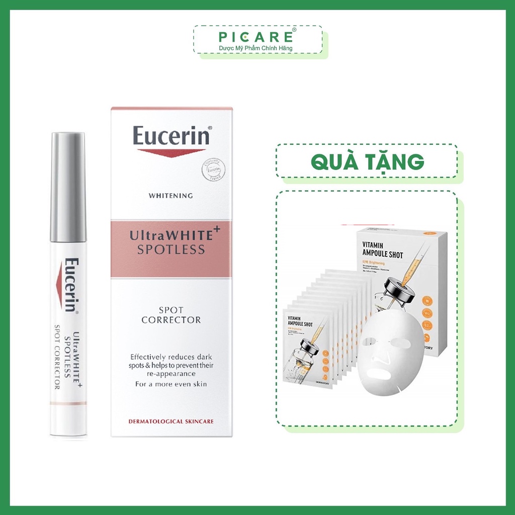 Tinh chất giảm thâm nám và đốm nâu Eucerin Ultrawhite+ Spotless Spot Corrector 5ml tặng 1 hộp mặt nạ Dermatory Vitamin 3