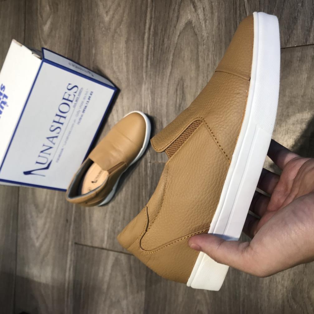 QN Giày lười nữ, slip on Lunashoes (709) da bò thật mềm đế cao su cao 5p cực đẹp hack chiều cao giầy trung niên cho mẹ