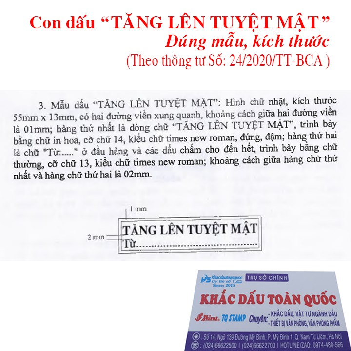 Con dấu &quot;TĂNG LÊN TUYỆT MẬT&quot; (Theo thông tư số 24/2020/TT-BCA)