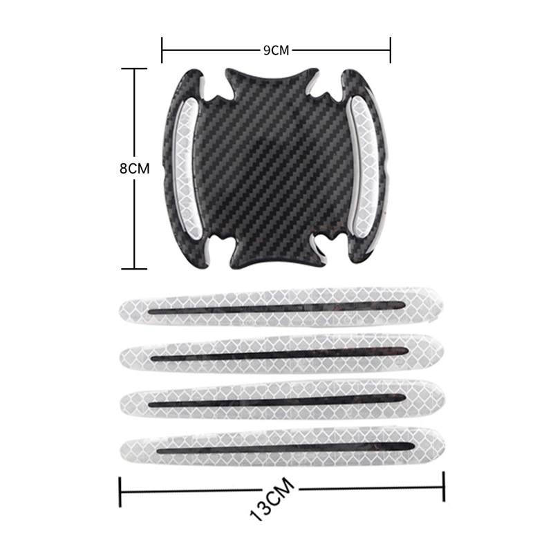 Set 4 Miếng Dán Phản Quang 3D Cảnh Báo An Toàn Cho Tay Nắm Cửa Mở Cửa Xe Hơi
