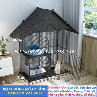 [ MẪU BÁN NHIỀU NHẤT] Chuồng mèo , có mái lắp ghép đa năng với lưới sắt sơn tĩnh điện nuôi thú cưng, thỏ, chuột.
