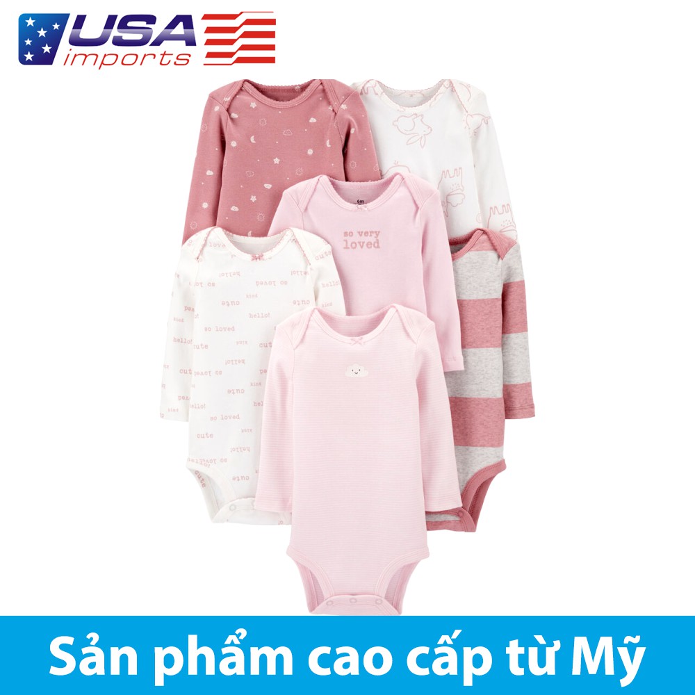 Set 6 bodysuit tay dài Car-tờ Auth Từ Mỹ (1I720810)