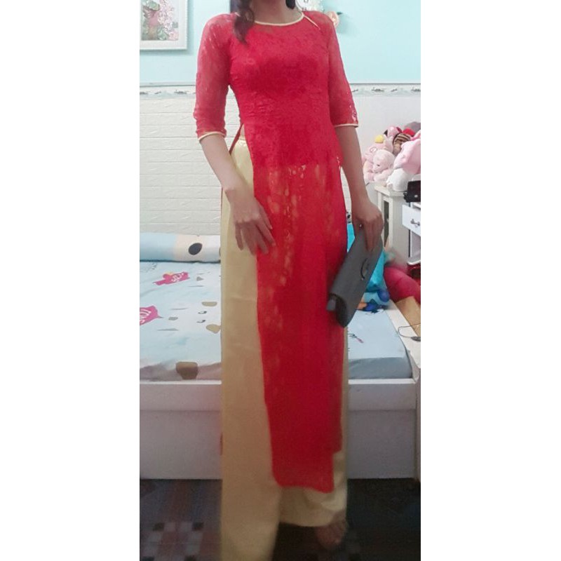 Thanh lý bộ áo dài ren đỏ