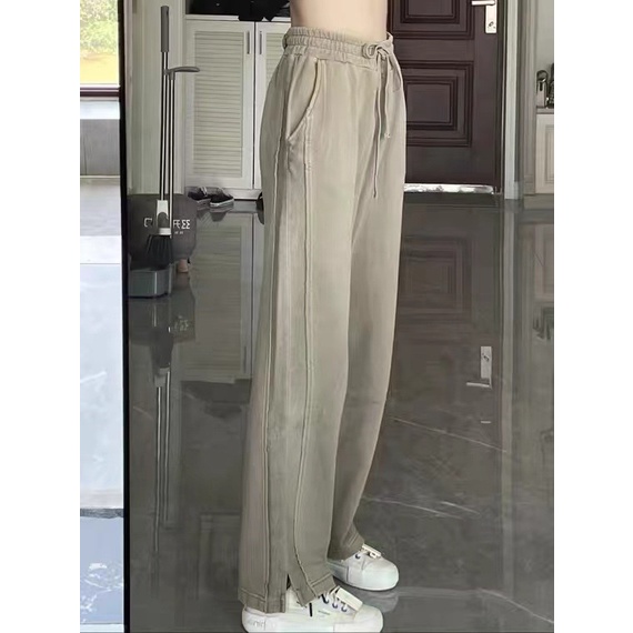 SUXI Quần Thể Thao Ống Rộng Màu Sắc Đơn Giản Cho Nữ