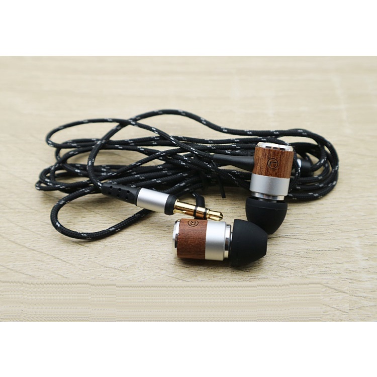 Tai nghe gỗ nhập khẩu Đức in-ear HiFi chất lượng âm thanh vòm tần số thấp điện thoại di động rắn nút tai đa năng mp3