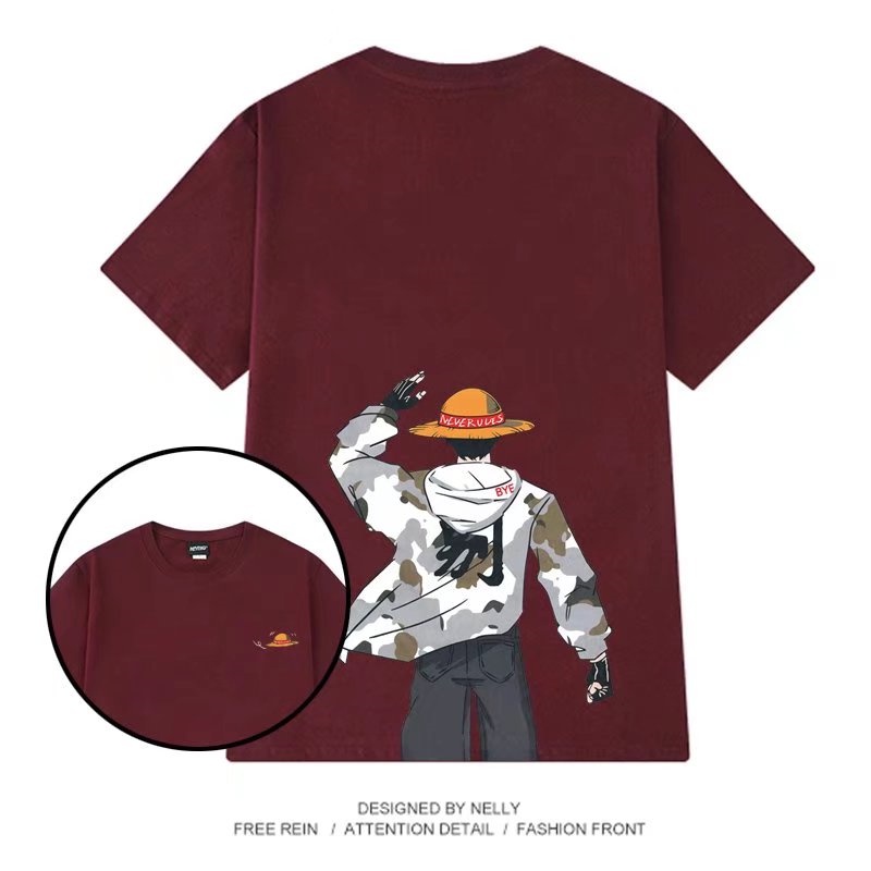 Áo Thun Tay Ngắn Dáng Rộng In Họa Tiết Hoạt Hình Phong Cách Hip Hop Thời Trang Cho Nam Size M-8XL