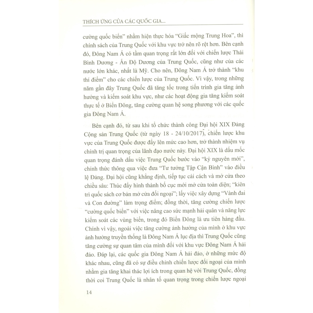 Sách - Thích Ứng Của Các Quốc Gia Đông Nam Á Hải Đảo Trước Sự Gia Tăng Ảnh Hưởng Của Trung Quốc Từ Sau Đại Hội XIX...