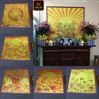 TRANH THỜ DÁN TƯỜNG MÂU NI vuông - dán phòng thờ, vách thờ, bàn thờ, tượng thờ [ tranh dán tường bàn thờ ]