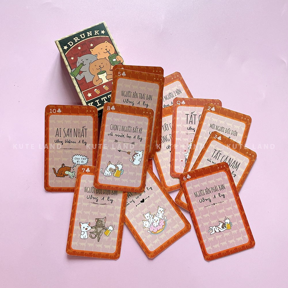 Bộ bài Drunk Kittens Drinking Game Việt Hoá Giá Rẻ Thẻ bài cực đã 52 lá say quên lối về K-DRKT