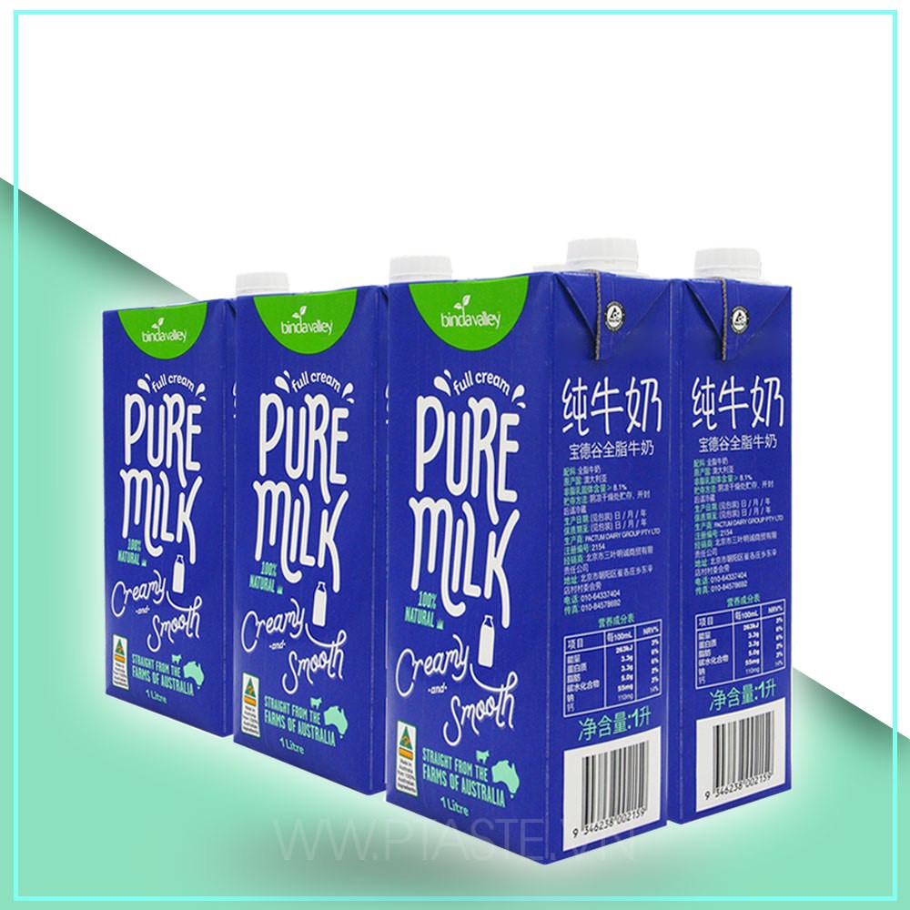 [Mã GRO1505 giảm 8% đơn 250K] Sữa tươi Úc (nguyên kem, tiệt trùng, không đường) PURE MILK 1L/hộp