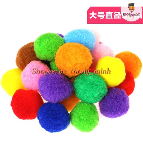 Pompom loại to 5cm nhiều mầu - Túi 16 quả pom pom to đẹp