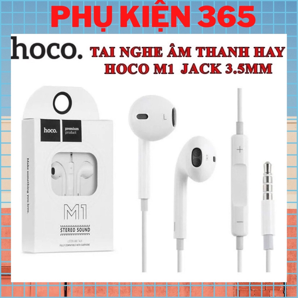 Tai nghe M1 Jack 3.5mm tích hợp Mic và nút chỉnh Volume cho iOS & Android- Hàng chính hãng