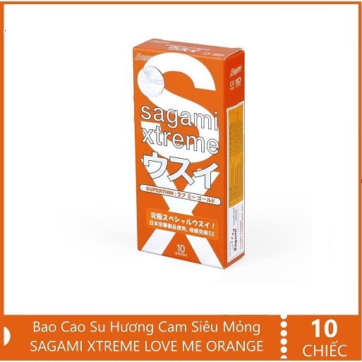 Bao Cao Su Siêu mỏng ôm sát cao cấp Sagami Xtreme Orange - Nhật Bản (Hộp 10C)