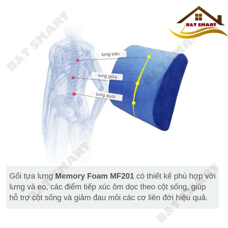 Gối Tựa Lưng Văn Phòng, Lái Xe Ô Tô Cao su non Memory Foam - PIL001