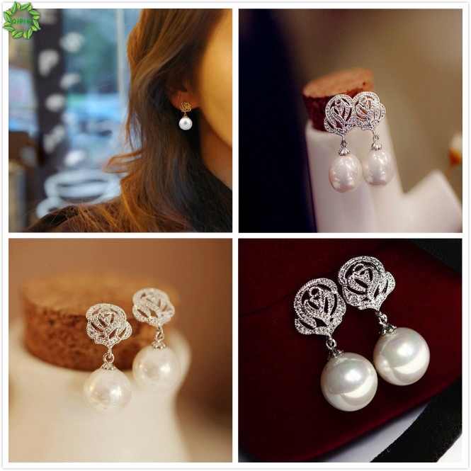 Đôi khuyên tai dạng thả hạt tròn thanh lịch cho nữ