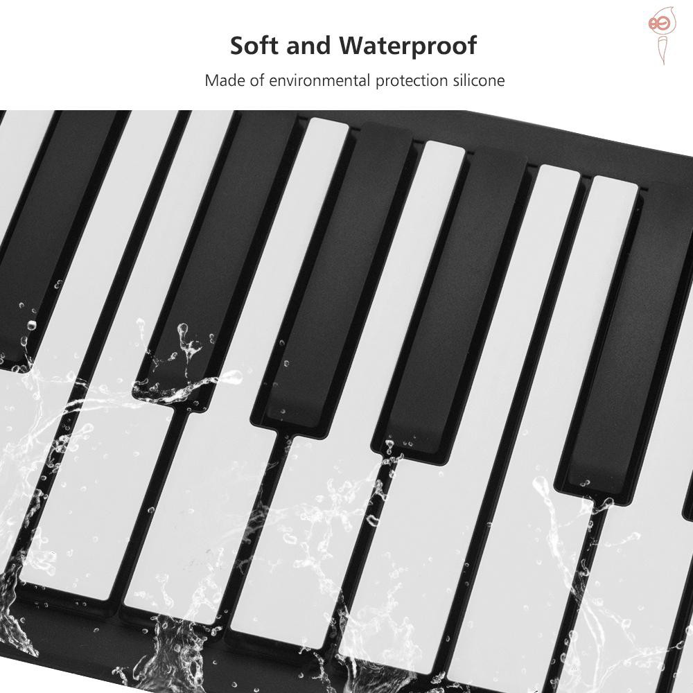 X&S Multifunction Portable Electric 61 Keys Hand Roll Up Piano Flexible Silicone Piano Keyboard Built-in Speaker Rechargeable Lithium Battery Reverberation BT Function Digital Piano Keyboard