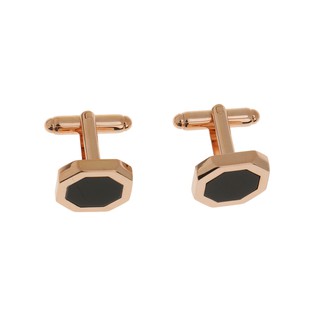 Khuy măng sét mã não màu đen và vàng hồng cổ điển cho nam dự tiệc cưới