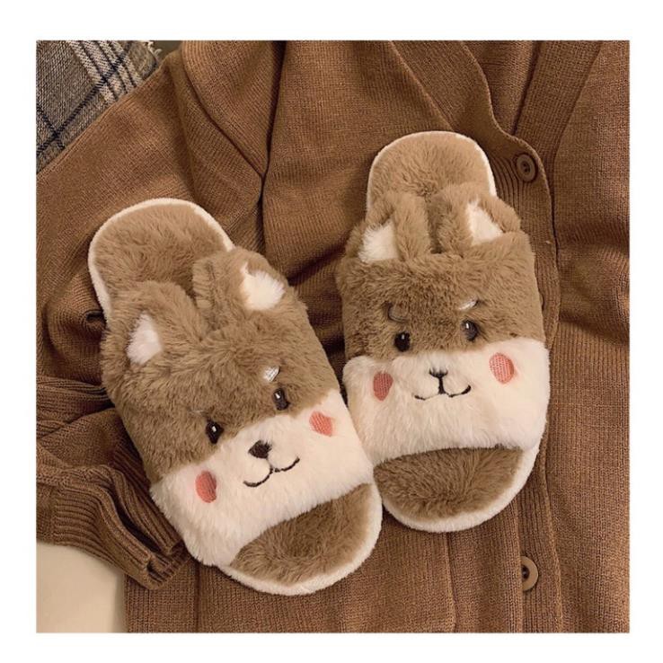 Dép bông đi trong nhà hình con gấu có tai màu nâu