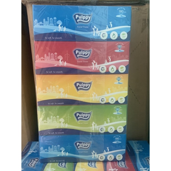 Khăn giấy lụa hộp pulppy 180 tờ 2 lớp
