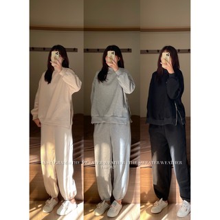 (Ảnh thật) Set nỉ bông áo cổ leo kéo khoá cạnh kèm jogger the.sweaterweather TSW