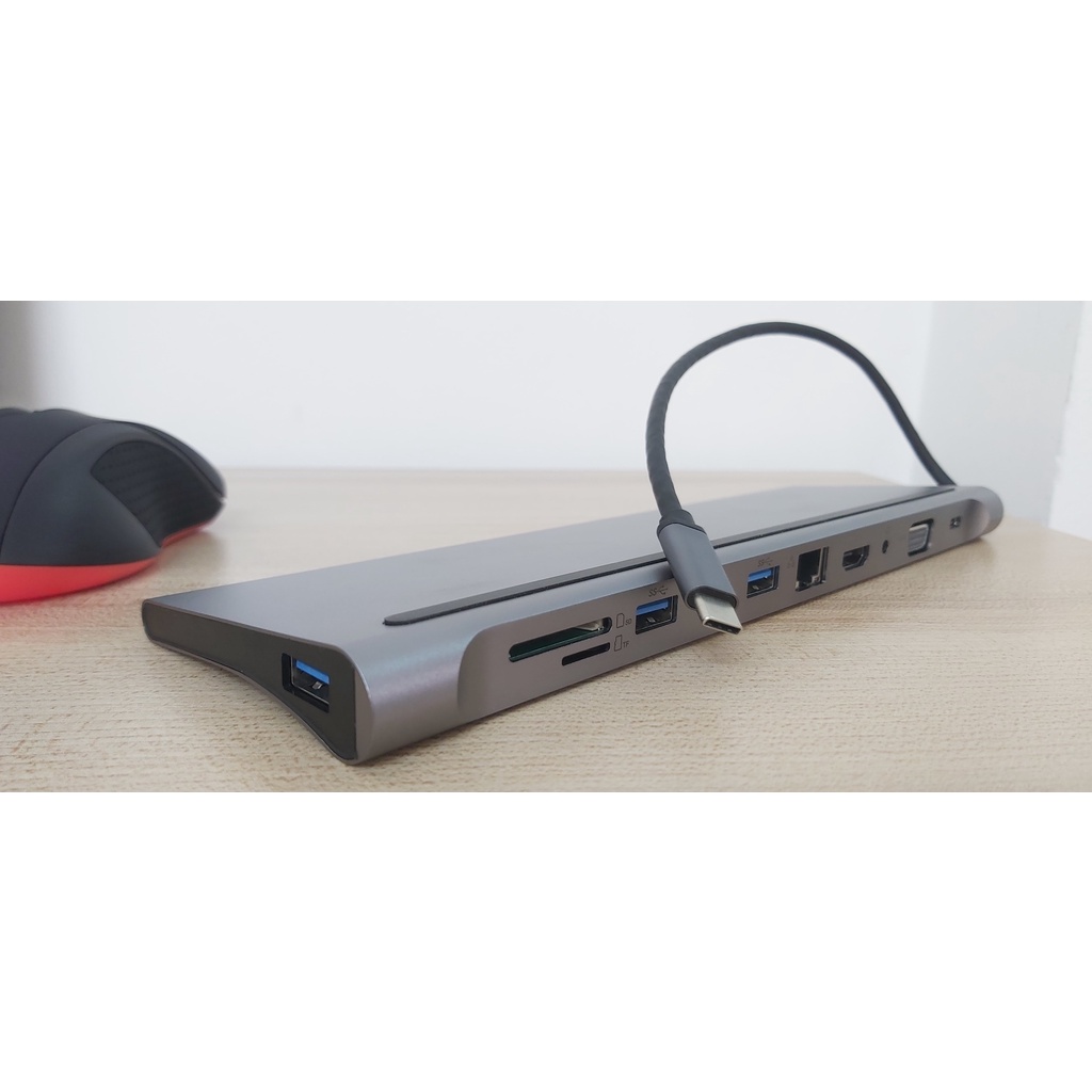 Hub USB C ra 11 cổng dùng cho laptop táo Pro,kiêm đế tản nhiệt nhôm cao cấp - Hồ Phạm