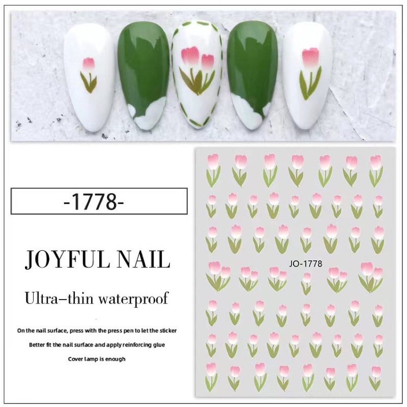 Sticker mẫu hoa trang trí dán móng tay nail