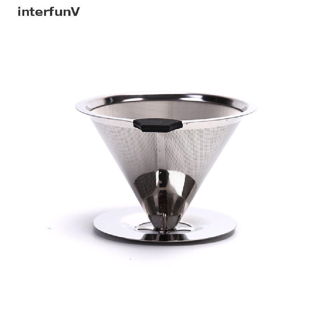 1 Cốc Lọc Cà Phê Bằng Thép Không Gỉ Có Thể Tái Sử Dụng Kèm Giá Đỡ