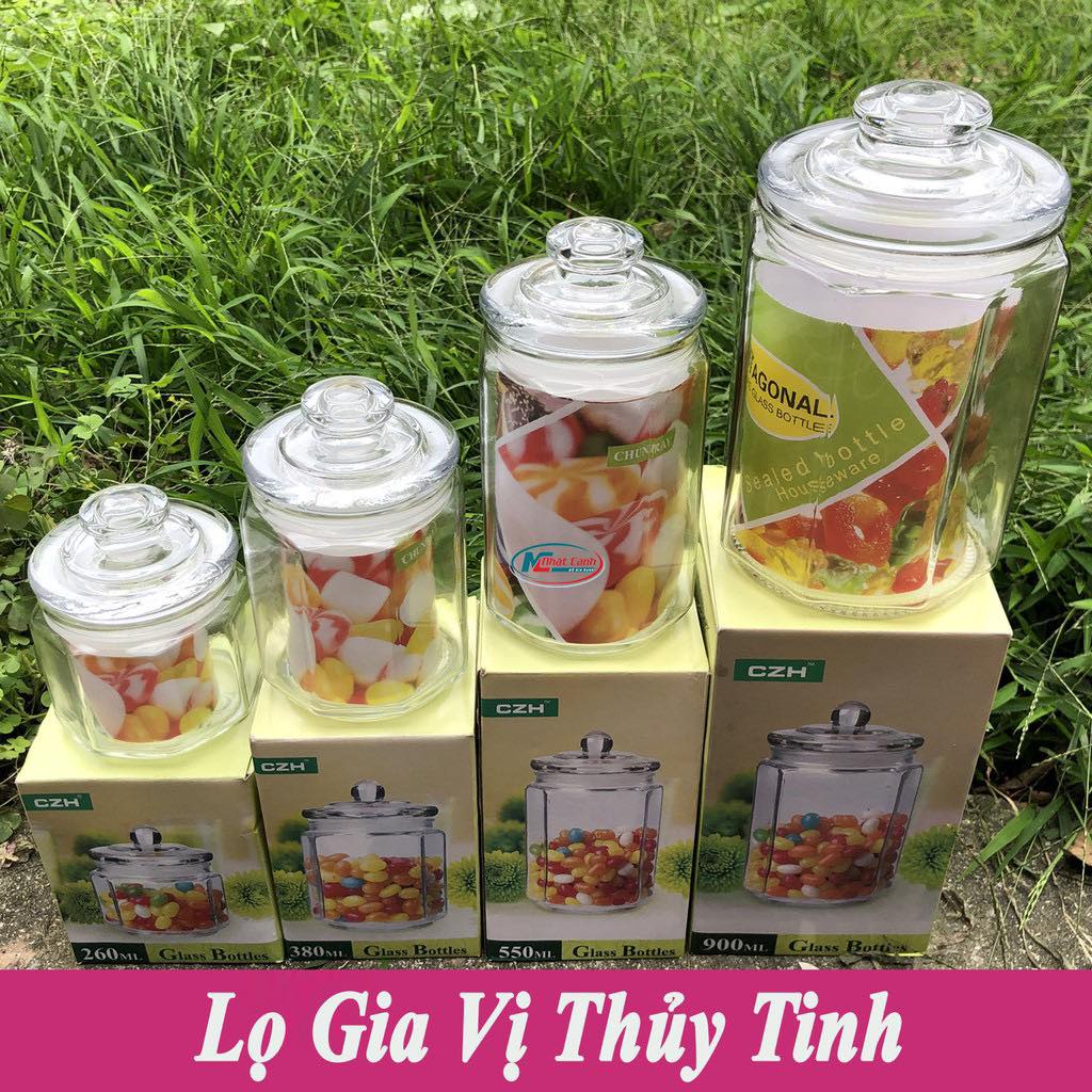 Lọ thủy tinh lục lăng 900ml #1720