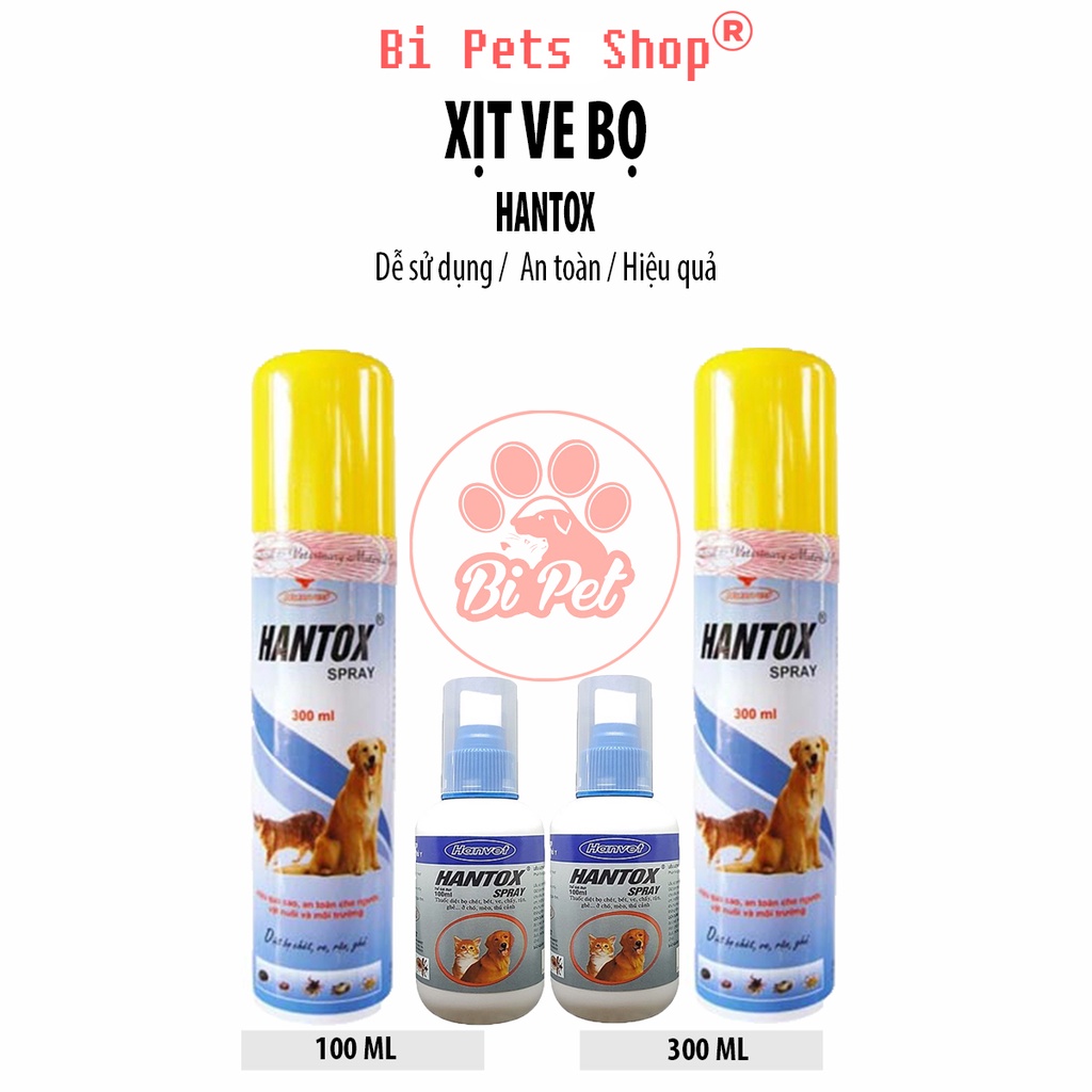 Xịt Hantox Spray diệt bọ chét ve chấy rận ghẻ chó mèo 300ml - diệt các loại bọ trên gia súc gia cầm