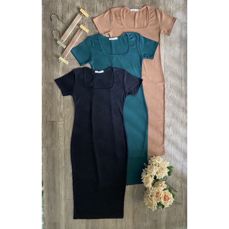 ĐẦM CỔ VUÔNG TAY NGẮN DÁNG ÔM BODY A3 NTTSHOP | BigBuy360 - bigbuy360.vn